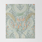 Woodland soil Morris style mint Throw Blanket Gallery Image 2