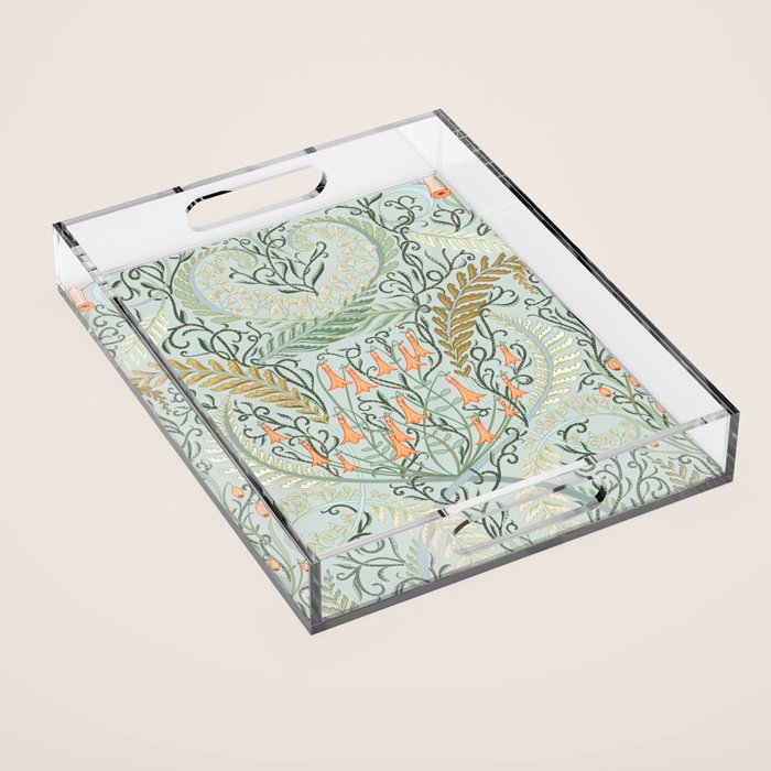 Woodland soil Morris style mint Acrylic Tray Gallery Image 1
