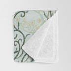Woodland soil Morris style mint Throw Blanket Gallery Image 3