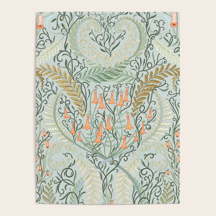 Woodland soil Morris style mint Poster Gallery Image 1