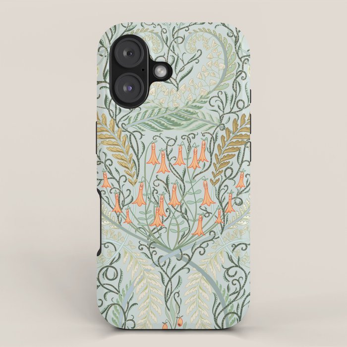 Woodland soil Morris style mint iPhone Case Gallery Image 1