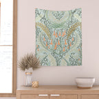 Woodland soil Morris style mint Wall Tapestry Gallery Image 2