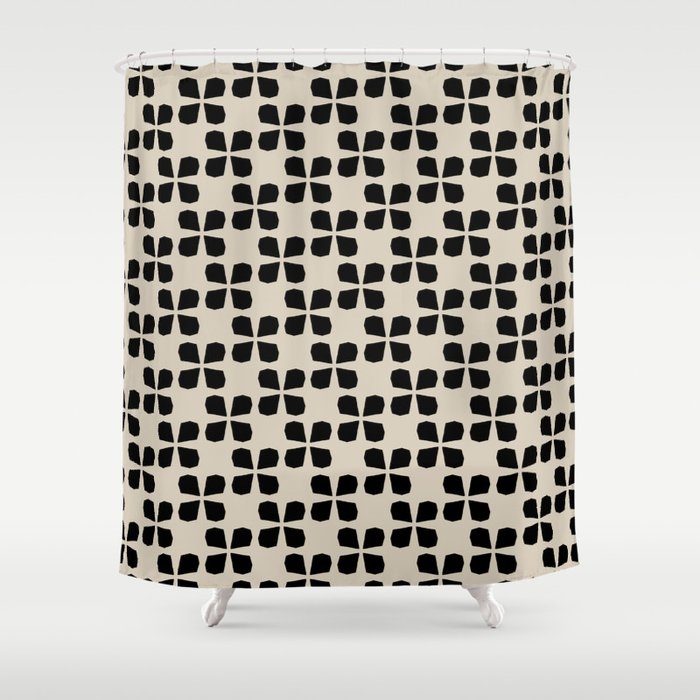 Minimalist Japanese Floral Pattern Shower Curtain Gallery Image 1