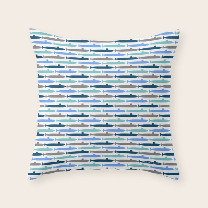 Submarine Blues Throw Pillow Gallery Image 1
