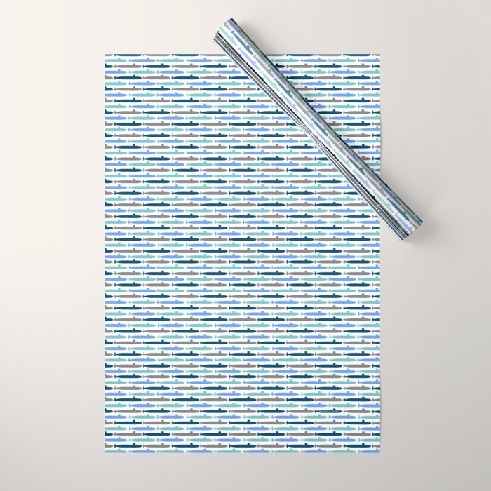 Submarine Blues Wrapping Paper Gallery Image 1