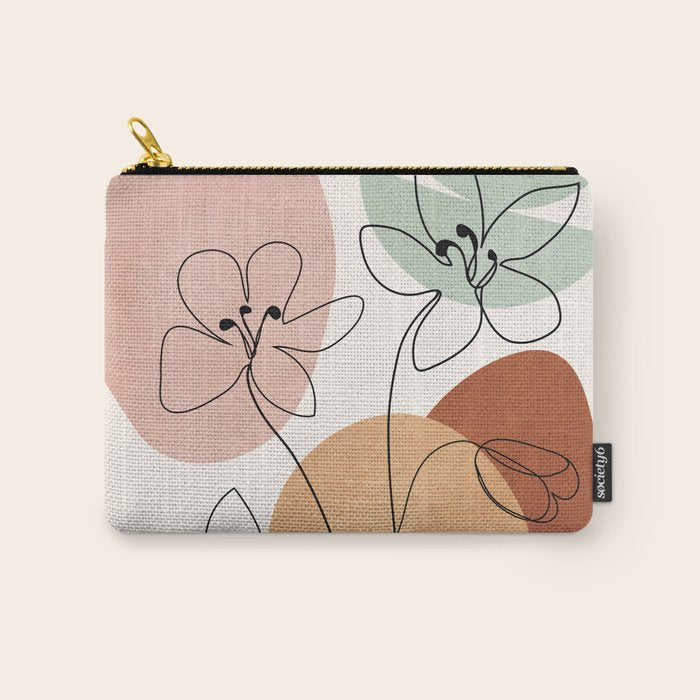 Minimal Abstract Flowers 04 Carry All Pouch Gallery Image 1