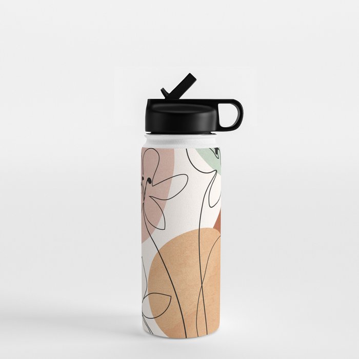 Minimal Abstract Flowers 04 Water Bottle Gallery Image 1