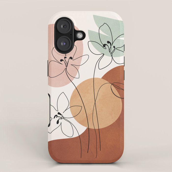 Minimal Abstract Flowers 04 iPhone Case Gallery Image 1