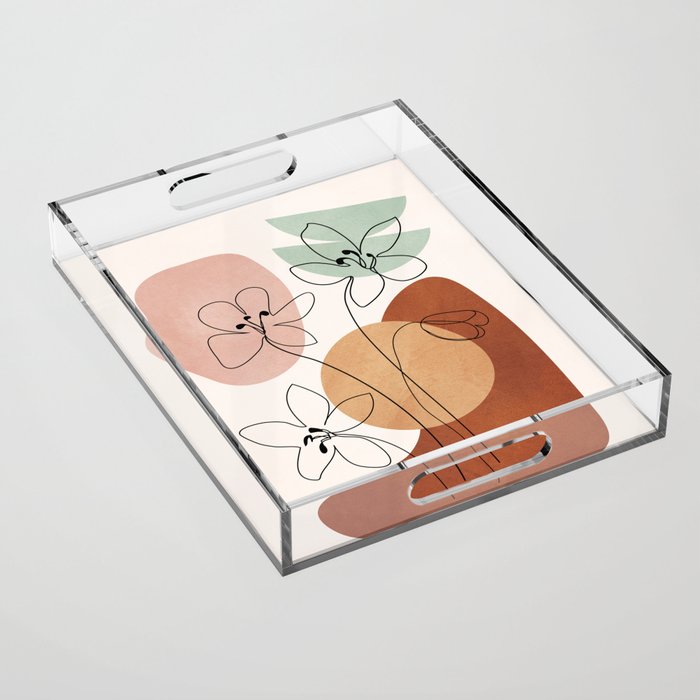 Minimal Abstract Flowers 04 Acrylic Tray Gallery Image 1