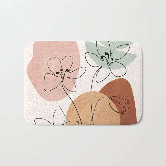 Minimal Abstract Flowers 04 Bath Mat Gallery Image 1