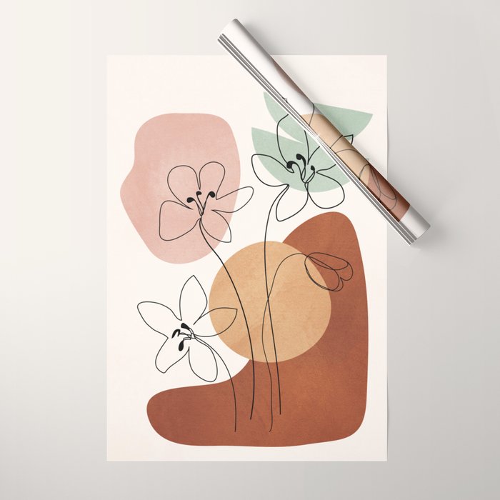 Minimal Abstract Flowers 04 Wrapping Paper Gallery Image 1