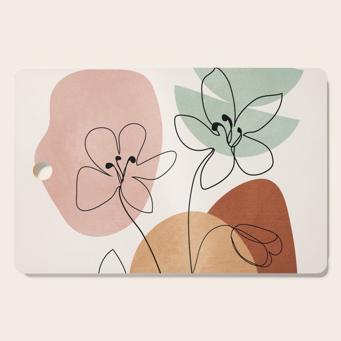 Minimal Abstract Flowers 04 Cutting Board Gallery Image 1