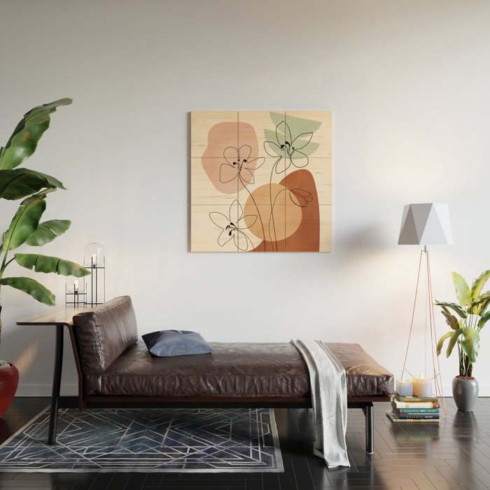 Minimal Abstract Flowers 04 Wood Wall Art Gallery Image 2