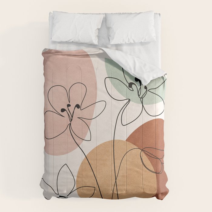 Minimal Abstract Flowers 04 Comforter Gallery Image 1
