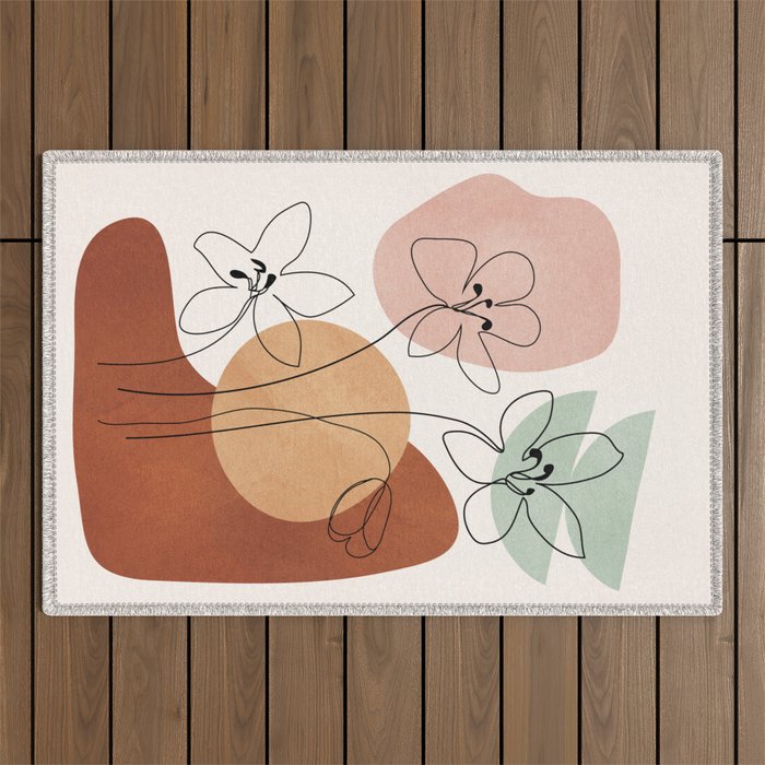 Minimal Abstract Flowers 04 Outdoor Rug Gallery Image 1