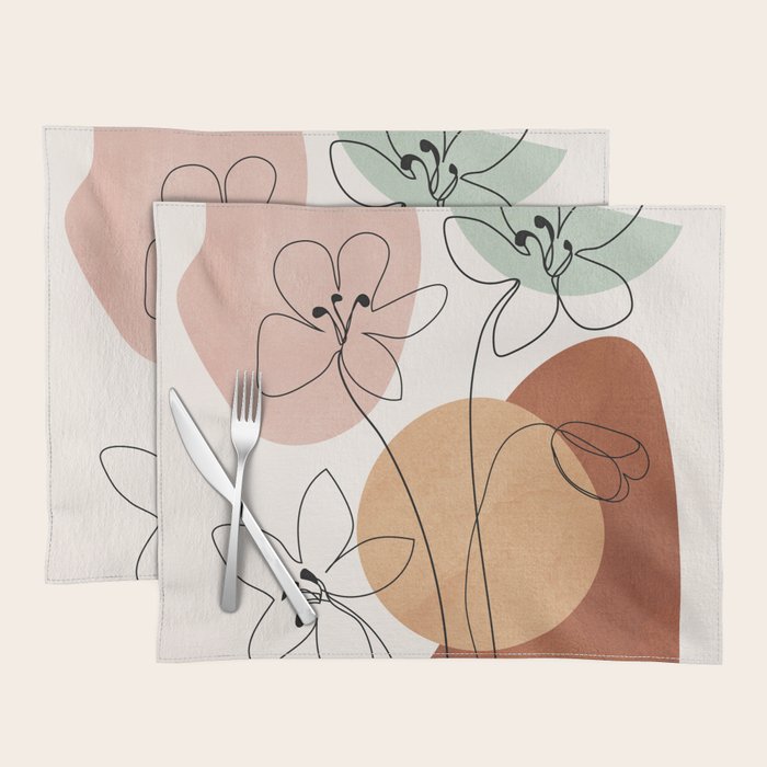 Minimal Abstract Flowers 04 Placemat Gallery Image 1