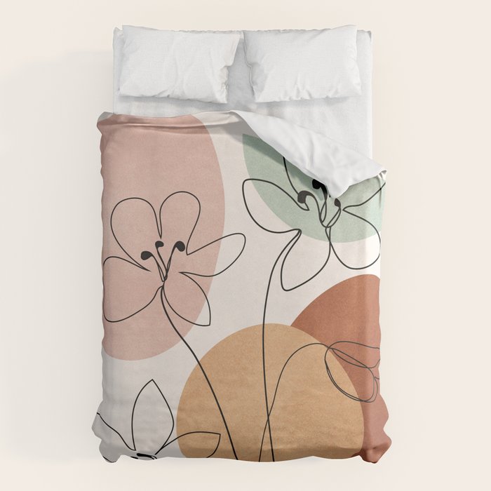 Minimal Abstract Flowers 04 Duvet Cover Gallery Image 1