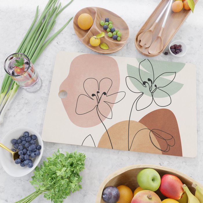 Minimal Abstract Flowers 04 Cutting Board Gallery Image 2