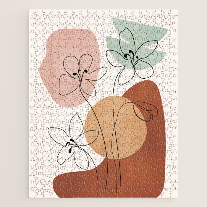 Minimal Abstract Flowers 04 Jigsaw Puzzle Gallery Image 1