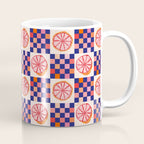 Checkered Sliced Citrus Fruit in Navy & Peachy Pink Coffee Mug Gallery Image 1