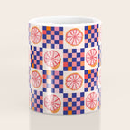 Checkered Sliced Citrus Fruit in Navy & Peachy Pink Coffee Mug Gallery Image 4