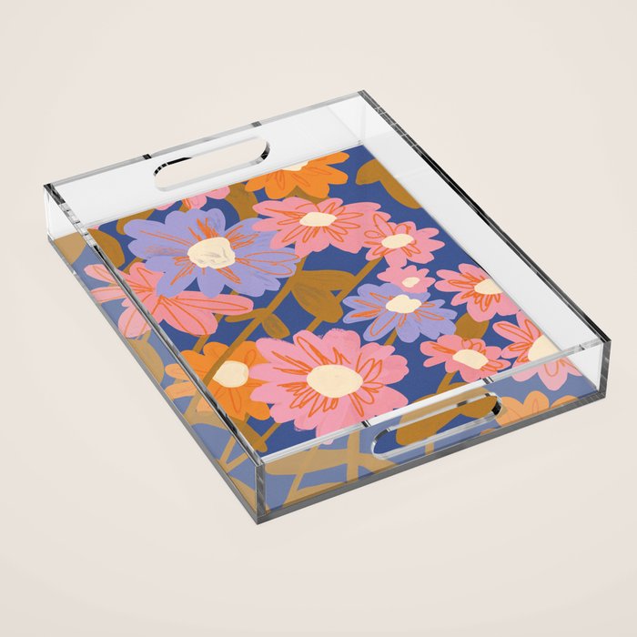 Floral 1970 Acrylic Tray Gallery Image 1