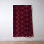 Boho Summer Sun Pattern XIII Dark Maroon Red Window Curtain Gallery Image 3
