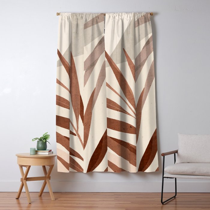 Minimal Abstract Art Tropical Leaf Window Curtain Gallery Image 1