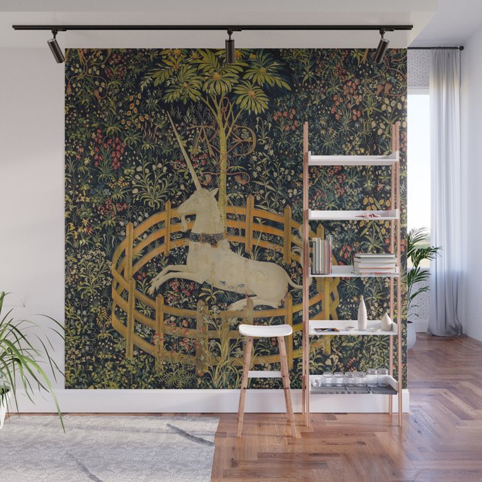 The Unicorn Rests in a Garden from the Unicorn Tapestries Wall Mural Gallery Image 1