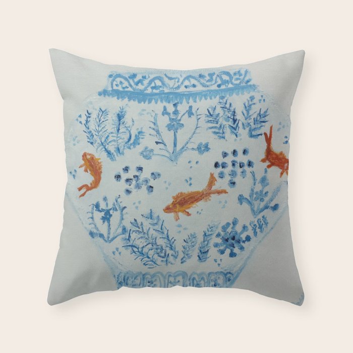 Goldfish Ginger Jar  Throw Pillow Gallery Image 1