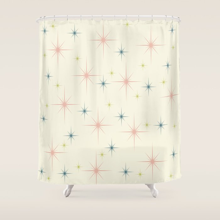 Mid Century Modern Stars Shower Curtain - 71" x 74"
