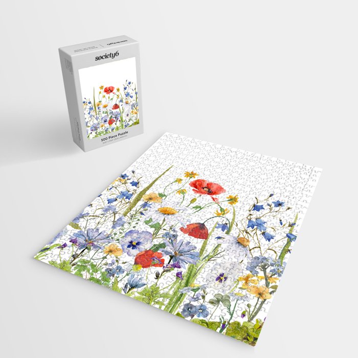 Scandinavian Colorful Midsummer Wildflowers Meadow  Jigsaw Puzzle Gallery Image 2