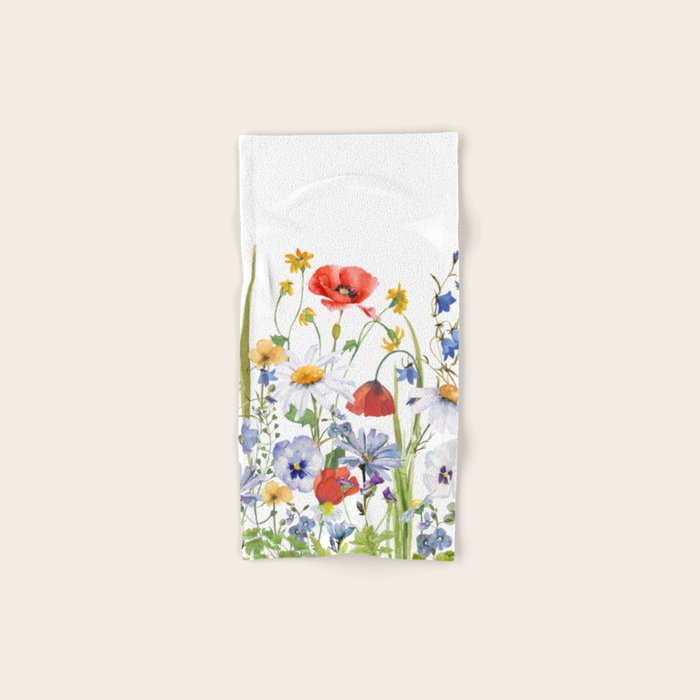 Scandinavian Colorful Midsummer Wildflowers Meadow  Bath Towel Gallery Image 1