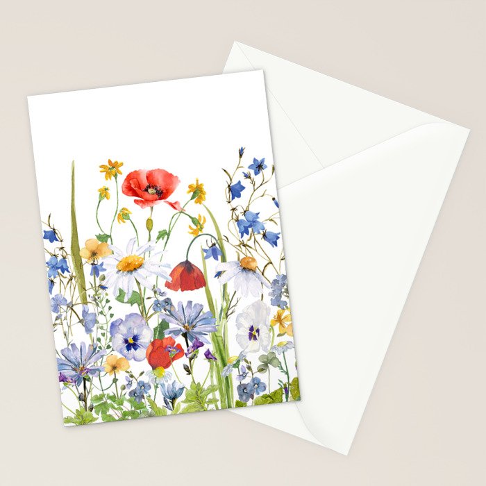 Scandinavian Colorful Midsummer Wildflowers Meadow  Stationery Card Gallery Image 2
