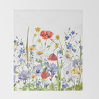 Scandinavian Colorful Midsummer Wildflowers Meadow  Throw Blanket Gallery Image 2