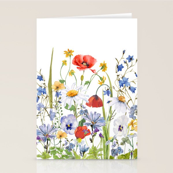 Scandinavian Colorful Midsummer Wildflowers Meadow  Stationery Card Gallery Image 2
