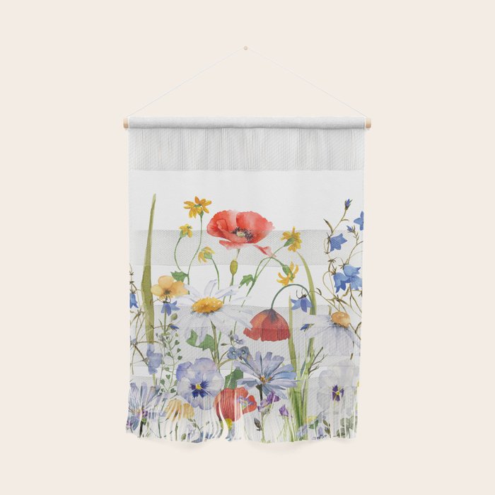 Scandinavian Colorful Midsummer Wildflowers Meadow  Wall Hanging Gallery Image 1