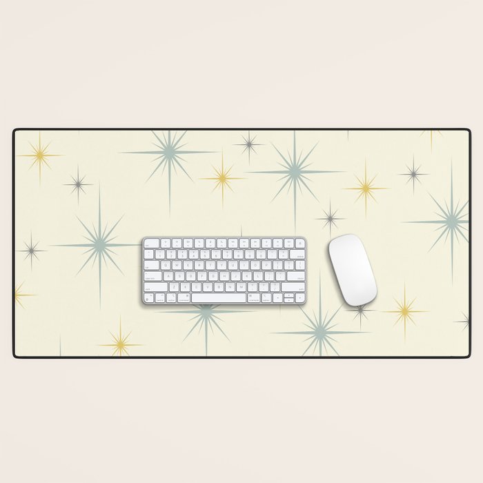 Mid Century Modern Stars Teal Desk Mat Gallery Image 1