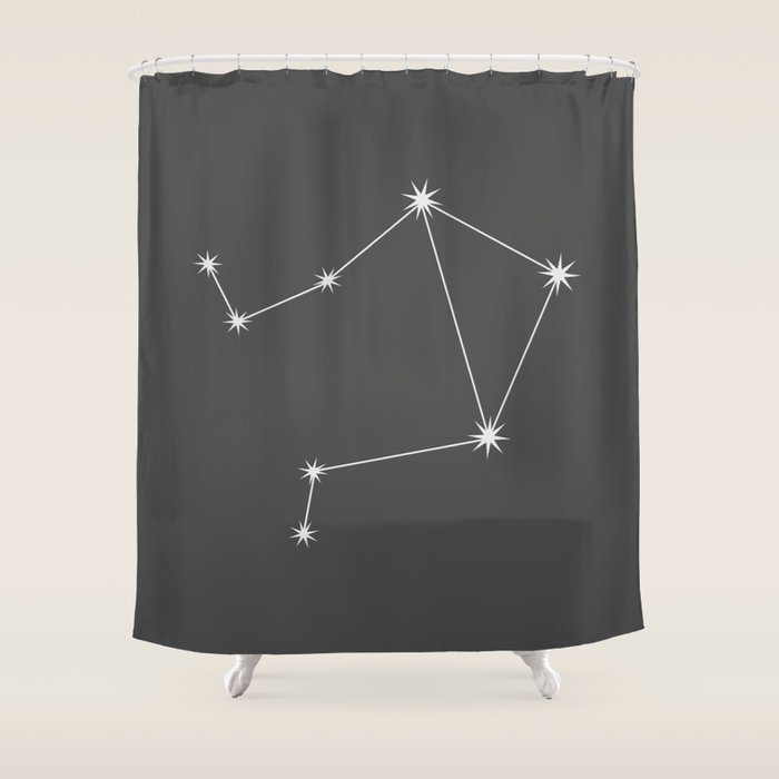 Libra Zodiac Star Constellation Line Art Grey Shower Curtain Gallery Image 1