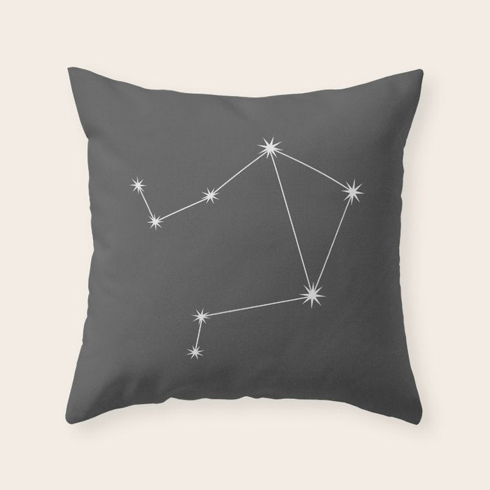 Libra Zodiac Star Constellation Line Art Grey Throw Pillow Gallery Image 6
