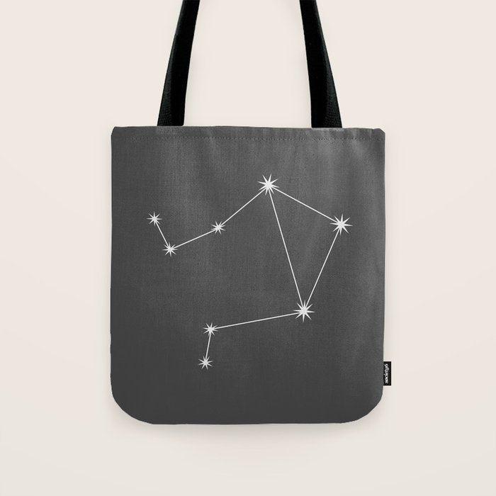 Libra Zodiac Star Constellation Line Art Grey Tote Bag Gallery Image 1
