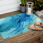 Emerald Sea Waves - Abstract Ombre Flowing Ink Outdoor Rug Gallery Image 2