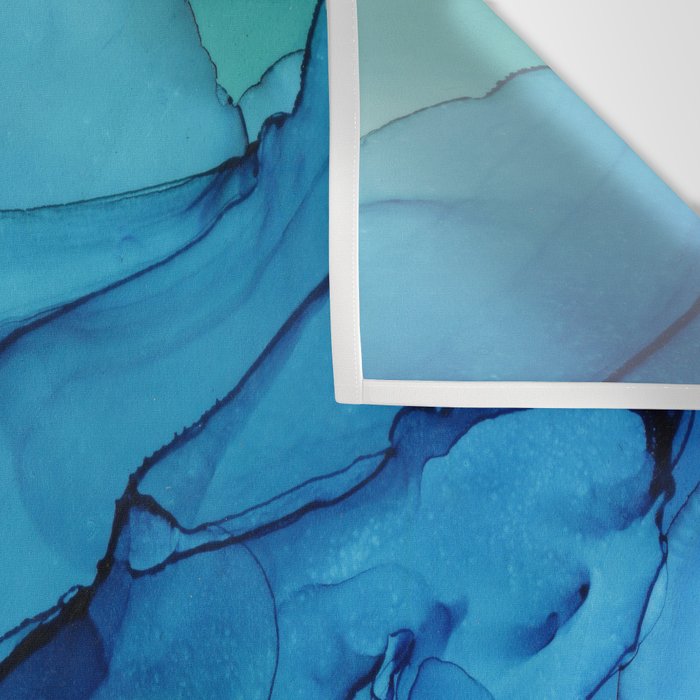 Emerald Sea Waves - Abstract Ombre Flowing Ink Wall Tapestry Gallery Image 3