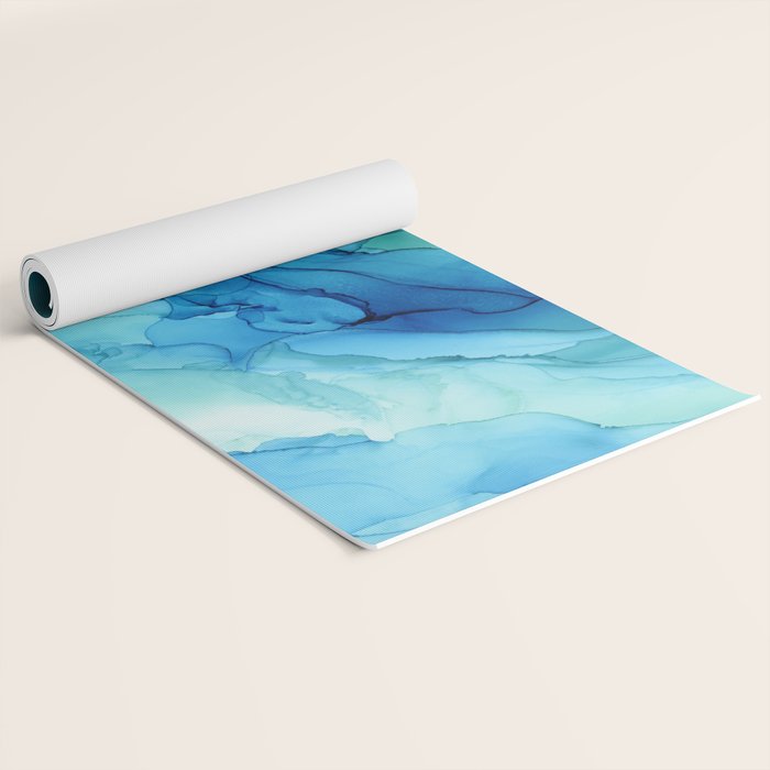 Emerald Sea Waves - Abstract Ombre Flowing Ink Yoga Mat Gallery Image 2