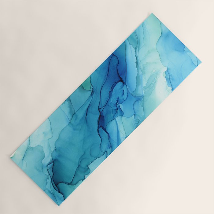 Emerald Sea Waves - Abstract Ombre Flowing Ink Yoga Mat Gallery Image 1