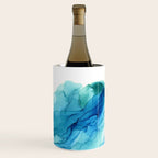 Emerald Sea Waves - Abstract Ombre Flowing Ink Wine Chiller Gallery Image 1