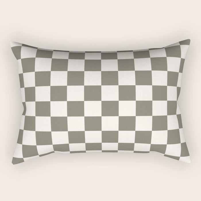 Checkerboard - Olive Green Rectangular Pillow Gallery Image 2