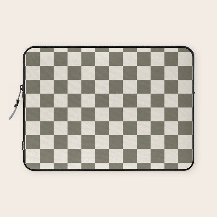Checkerboard - Olive Green Laptop Sleeve Gallery Image 1