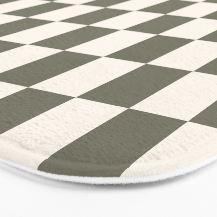 Checkerboard - Olive Green Bath Mat Gallery Image 3