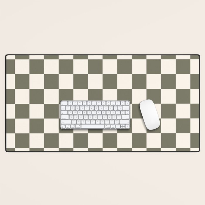 Checkerboard - Olive Green Desk Mat Gallery Image 1